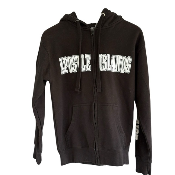 Apostle Islands Full Zip Black Hoodie Size Small Bayfield Unisex Lake Superior - Picture 5 of 8